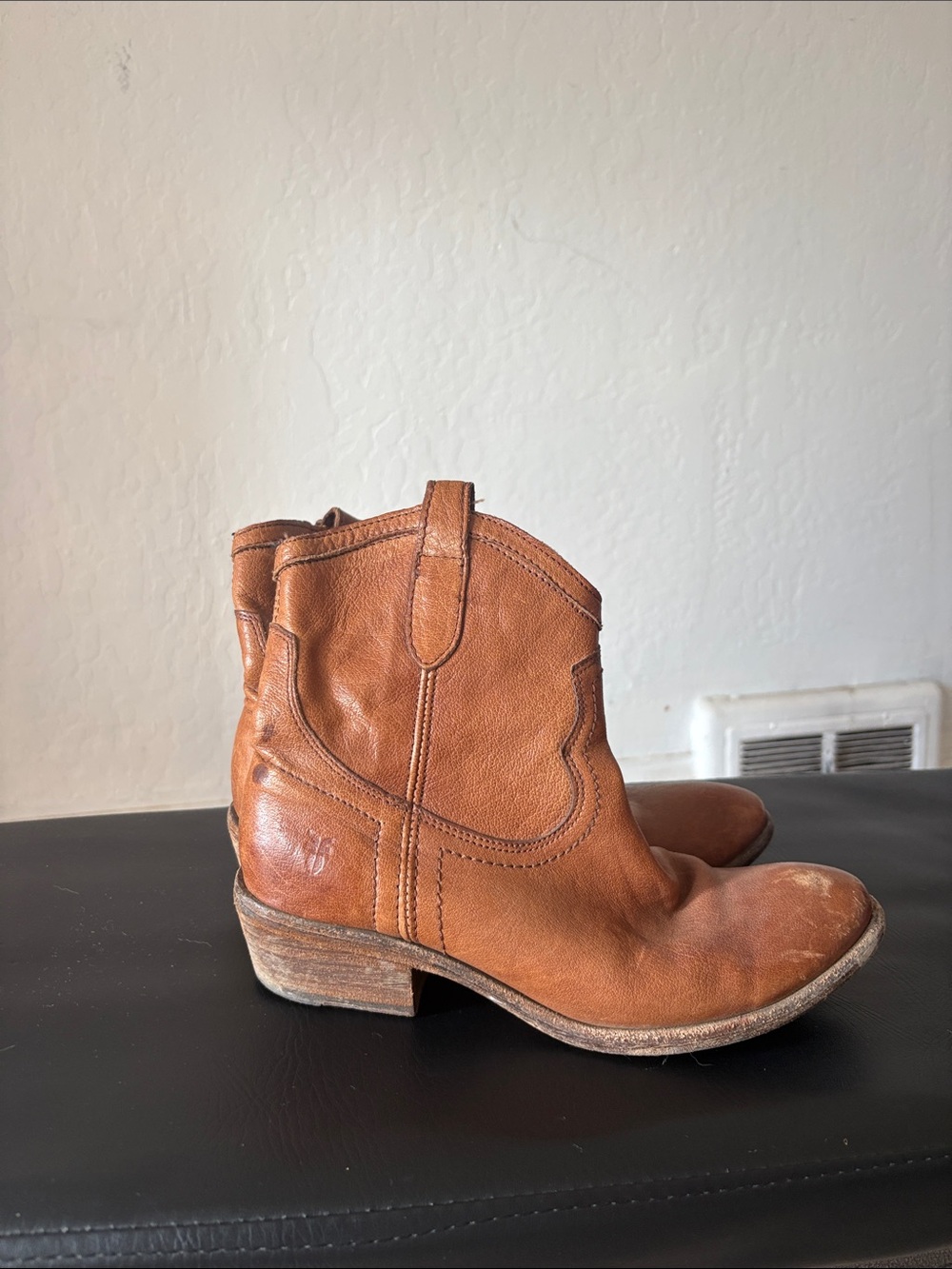 Frye Leather Ankle Moto Cowboy Boots